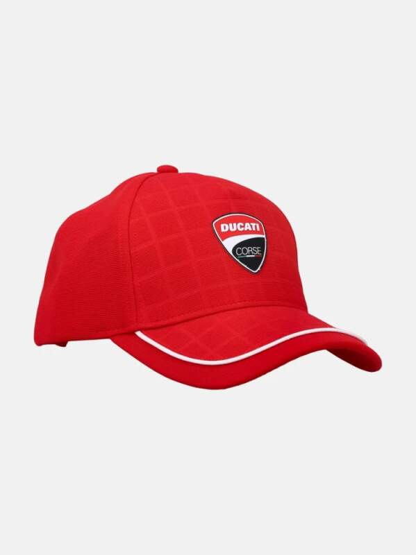 Ducati Corse čepice baseballová kšiltovka Debossed Grid red 2026 - Ducati Corse šály, čepice, rukavice Ducati