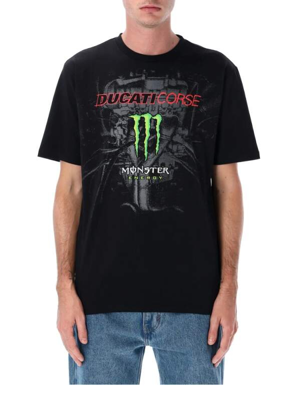 Ducati Corse pánské tričko Monster Energy black 2026 - Ducati Corse trička, polo trička, košile Ducati