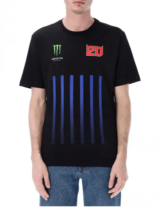 Fabio Quartararo pánské tričko Monster Energy Stripes black 2026 - Fabio Quartararo trička, polo trička, košile