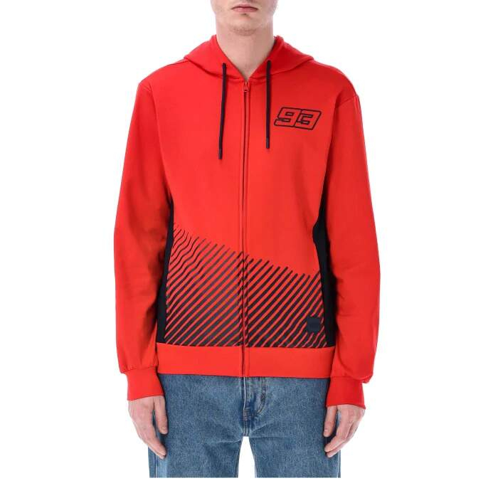 Marc Marquez pánská mikina s&nbsp;kapucí Stripes red 2026 - Marc Marquez mikiny, bundy