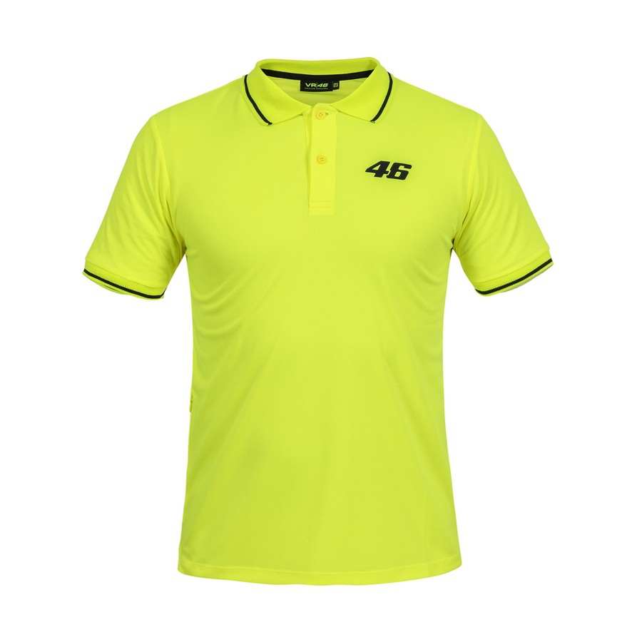 Valentino Rossi pánské polo tričko yellow logo VR46 black Core - S - Valentino Rossi trička, polo trička, košile