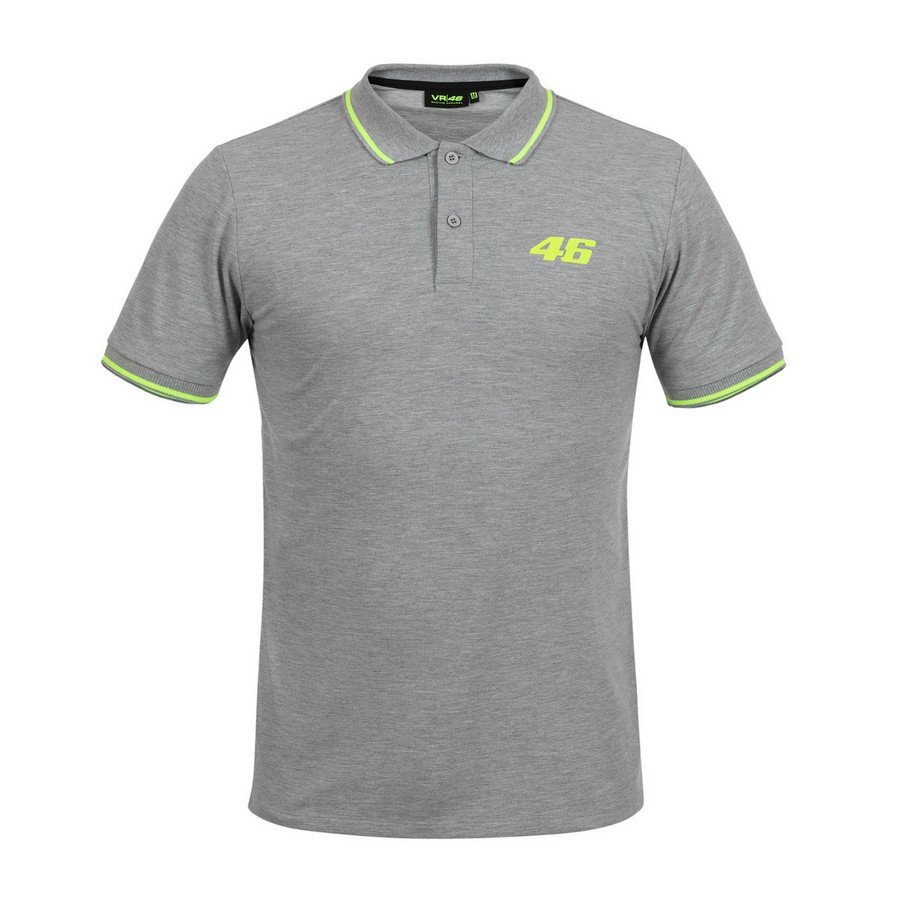 Valentino Rossi pánské polo tričko grey logo VR46 yellow Core - XS - Valentino Rossi trička, polo trička, košile