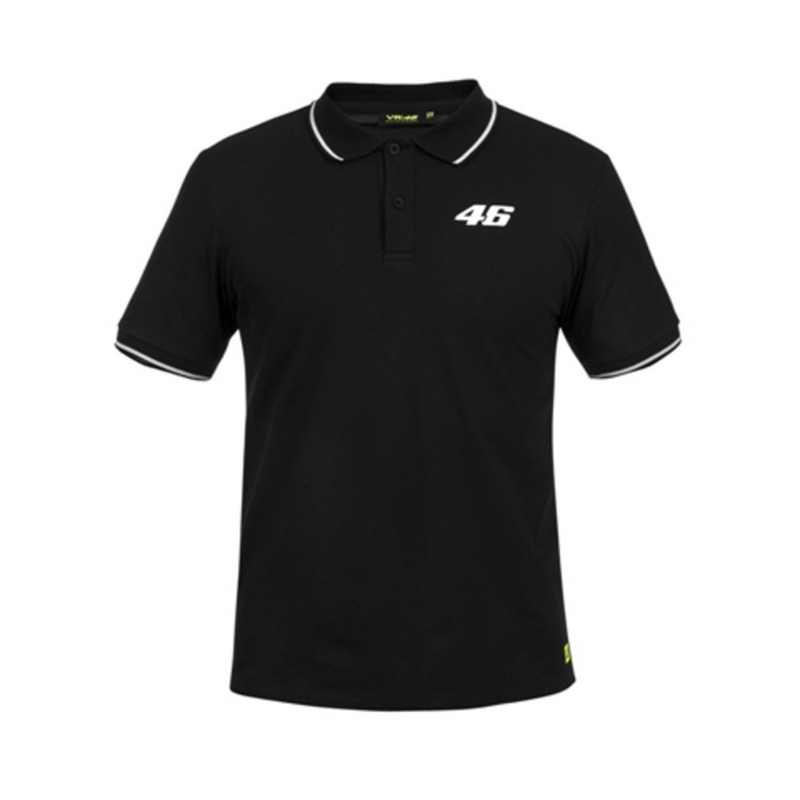 Valentino Rossi pánské polo tričko black logo VR46 white Core - XS - Valentino Rossi trička, polo trička, košile